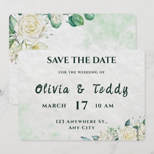 Elegant Organic Modern Wedding Save The Date (Devant / Derrière)