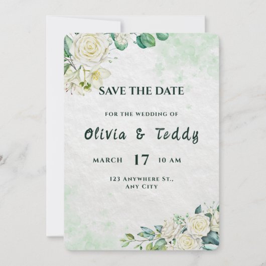 Elegant Organic Modern Wedding Save The Date (Devant)