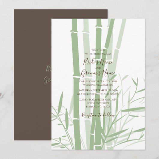 Elegant Oriental Bamboo Wedding Invitations Kaart (Voorkant / Achterkant)