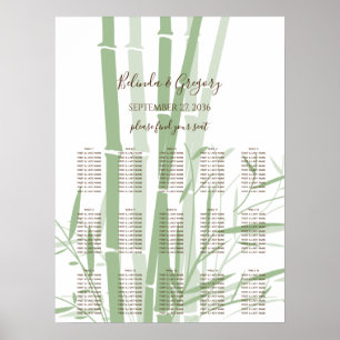 Elegant Oriental Bamboo Wedding Seding Chart Poster