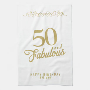 Elegant Ornament 50 en Fabulous 50th Birthday Theedoek