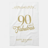 Elegant Ornament 90 en Fabulous 90th Birthday Theedoek (Verticaal)