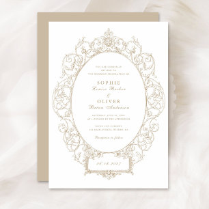 Elegant Ornament Bloemenblad Lijst Bruiloft Kaart