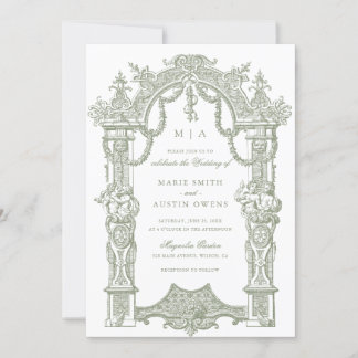 Elegant Ornament Border Lijst Sage Wedding Kaart