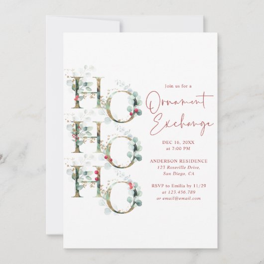 Elegant Ornament Exchange Kerstfeest Kaart (Voorkant)