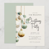 Elegant Ornament Green Gold Holiday Invitation (Devant / Derrière)