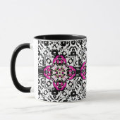 Elegant Ornamental Damask Fuchsia and Black Mok (Links)