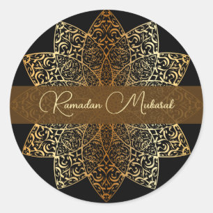Elegant Ornamental Gold en Black Ramadan Mubarak Ronde Sticker
