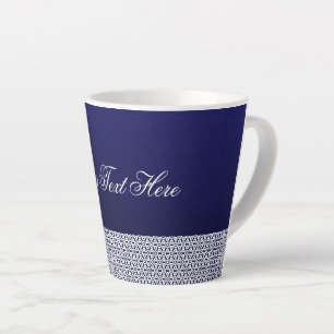 Elegant ornamental vectorblauw, wit, geschreven latte mok