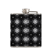 Elegant Ornate Black and White Pattern Monogram Heupfles (Achterkant)