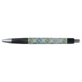 Elegant Ornate Blue Green Pattern Monogram Pen (Voorkant)
