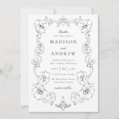 Elegant Ornate Floral Frame Wedding Kaart (Voorkant)