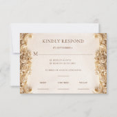 Elegant Ornate Gold Floral RSVP Response Card (Devant)