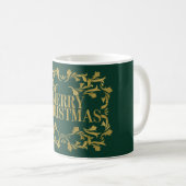 Elégant Ornate Gold Joyeux café de Noël Mug (Devant droit)