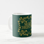 Elégant Ornate Gold Joyeux café de Noël Mug (Devant gauche)
