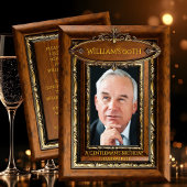 Elegant Ornate Rustic Gold Wood Photo Birthday men Kaart