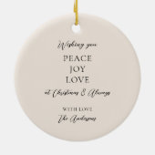 Élégant ornement de Noël noir beige ivoire (Dos)