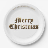 Elegant Oud Engels Lettering Goud Vrolijk Kerstfee Papieren Bordje (Voorkant)