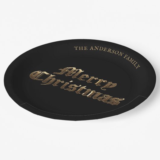 Elegant Oud Engels Lettering Goud Vrolijk Kerstfee Papieren Bordje (Gekanteld)