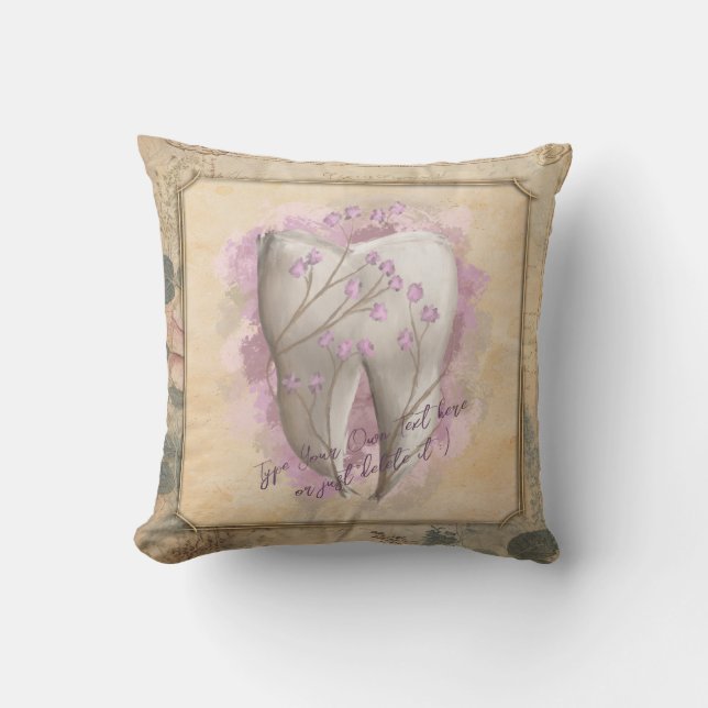 Elegant  ouderwets tandartscadeau kussen (Voorkant)