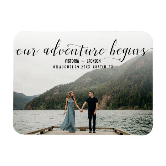 Elegant Our Adventure Save the Date Photo bruiloft Magneet (Horizontaal)