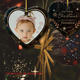 Elegant Our First Christmas as Grandparents Photo Keramisch Ornament