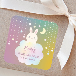 Elegant Over the Moon en Sterren Meisje Baby showe Vierkante Sticker