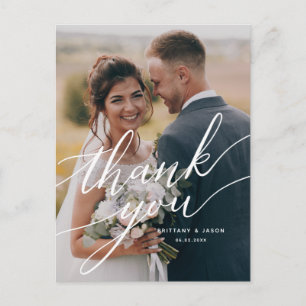 Elegant Overlay Script Weddenschap Bedankt Foto Briefkaart