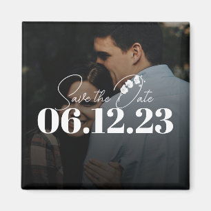 Elegant Overlay White Orchid Wedding Save the Date Magneet