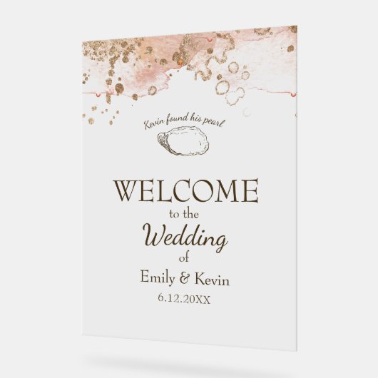 Elégant Oyster Shell Beach Wedding Bienvenue (Angle)