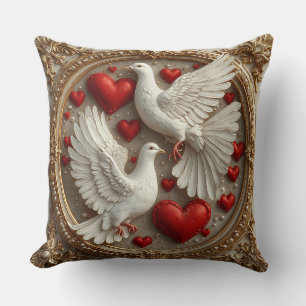 Elegant paar duiven die liefde en eenheid symbolis kussen