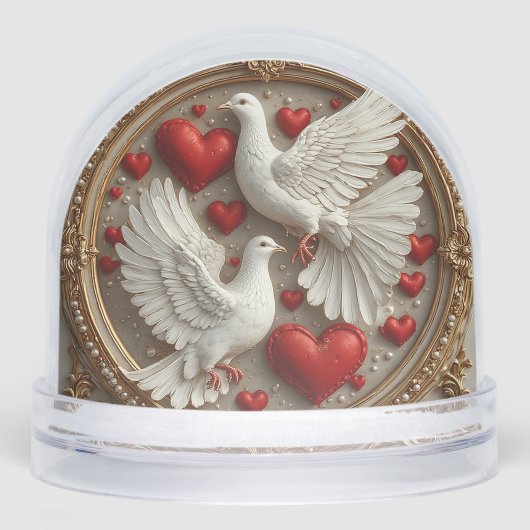 Elegant paar duiven symboliseren liefde en eenheid sneeuwbol (Voorkant)