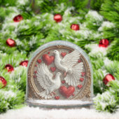 Elegant paar duiven symboliseren liefde en eenheid sneeuwbol (Kerstmis)