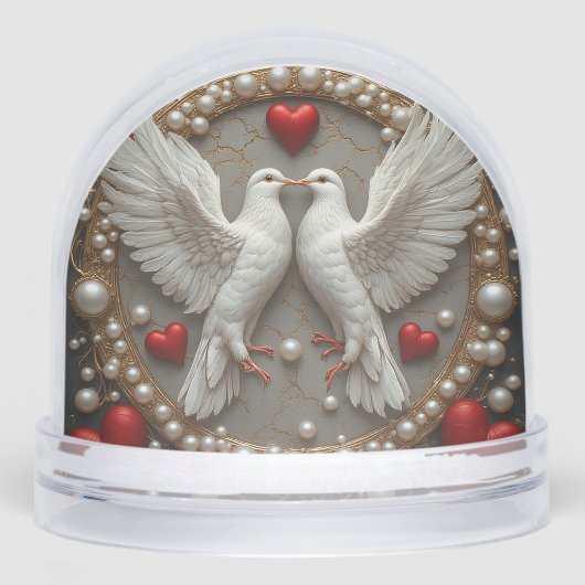 Elegant paar duiven symboliseren liefde en eenheid sneeuwbol (Voorkant)