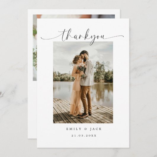 Elegant paar Minimalistisch Eenvoudig Script Trouw Kaart (Voorkant / Achterkant)