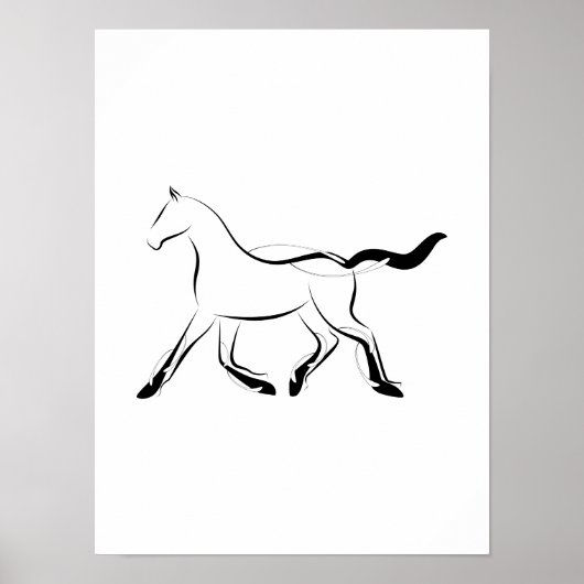 Elegant paard in zwarte kleur poster (Voorkant)