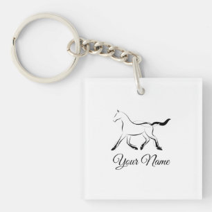 Elegant paard in zwarte kleur sleutelhanger