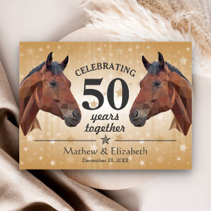 Elegant Paard Op Maat Gemaakt Goud 50ste Trouwdag Briefkaart