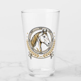 Elegant Paarden Crest Badge Met Gouden Accenten Glas