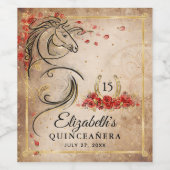 Elegant paardenrood en goud perkament papier wijn etiket (Enkel label)