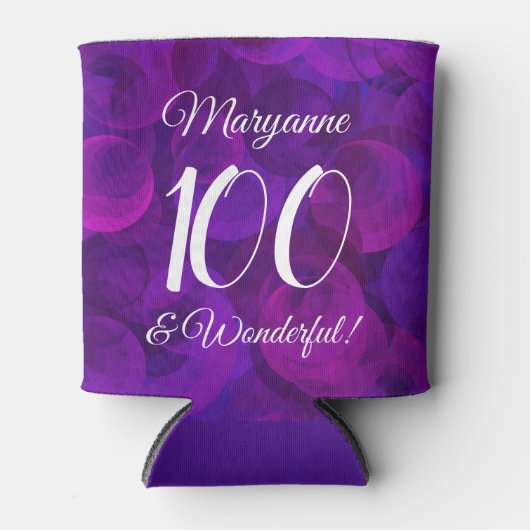 Elegant Paars 100 en geweldige Birthday Party Blikjeskoeler (Voorkant)