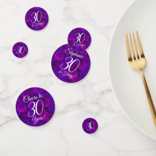 Elegant Paars 30 en Vluchtige verjaardag Confetti