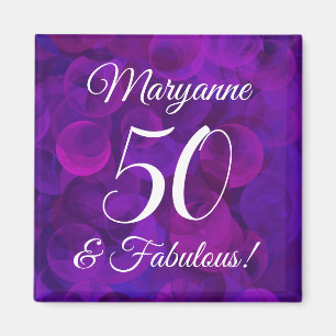 Elegant Paars 50 en Fabulous Birthday Party Magneet