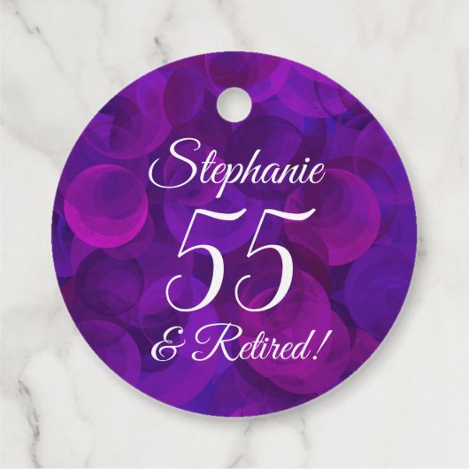 Elegant Paars 55 en pensionering Bedankjes Labels (Achterkant)