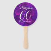Elegant Paars 60 en feestdag Handwaaier (Achterkant)