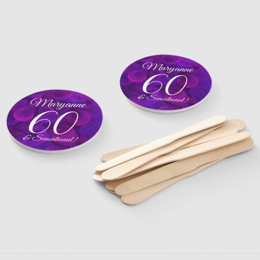Elegant Paars 60 en feestdag Handwaaier (Niet-gemonteerd)