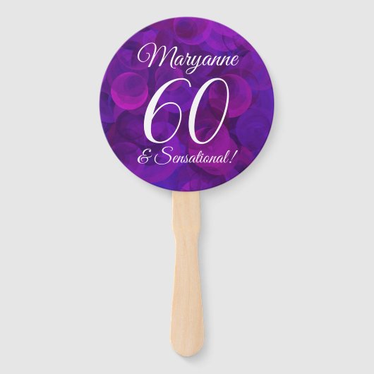 Elegant Paars 60 en feestdag Handwaaier (Voorkant)