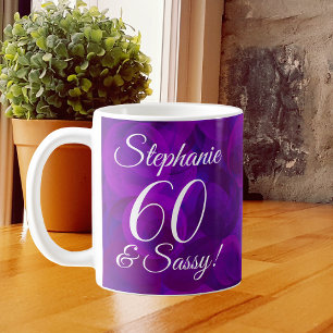 Elegant Paars 60 en Sassy Birthday Persoonlijk Koffiemok