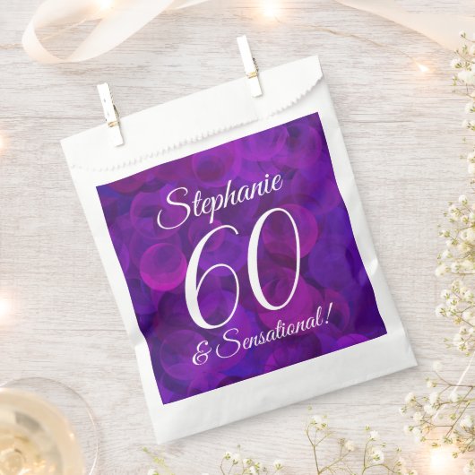 Elegant Paars 60 en Sensational Birthday Party Bedankzakje (Geknipt)