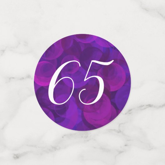 Elegant Paars 65 en Pensioenpartij in ruste Confetti (Kleine voorkant)